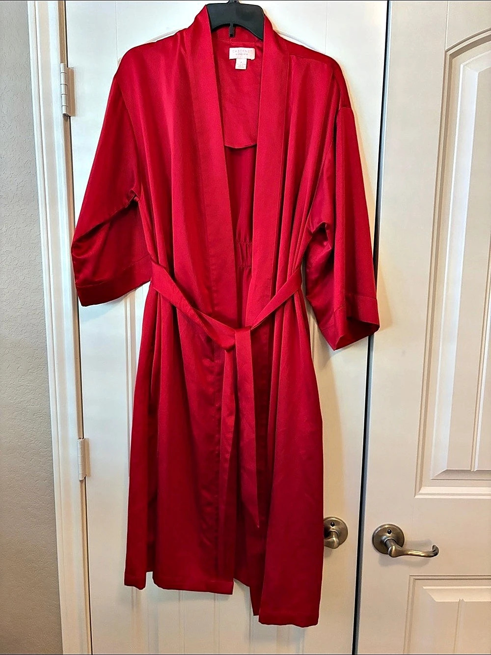 Cabernet by Sleep Sense Red Satin Wrap Robe Small Like New